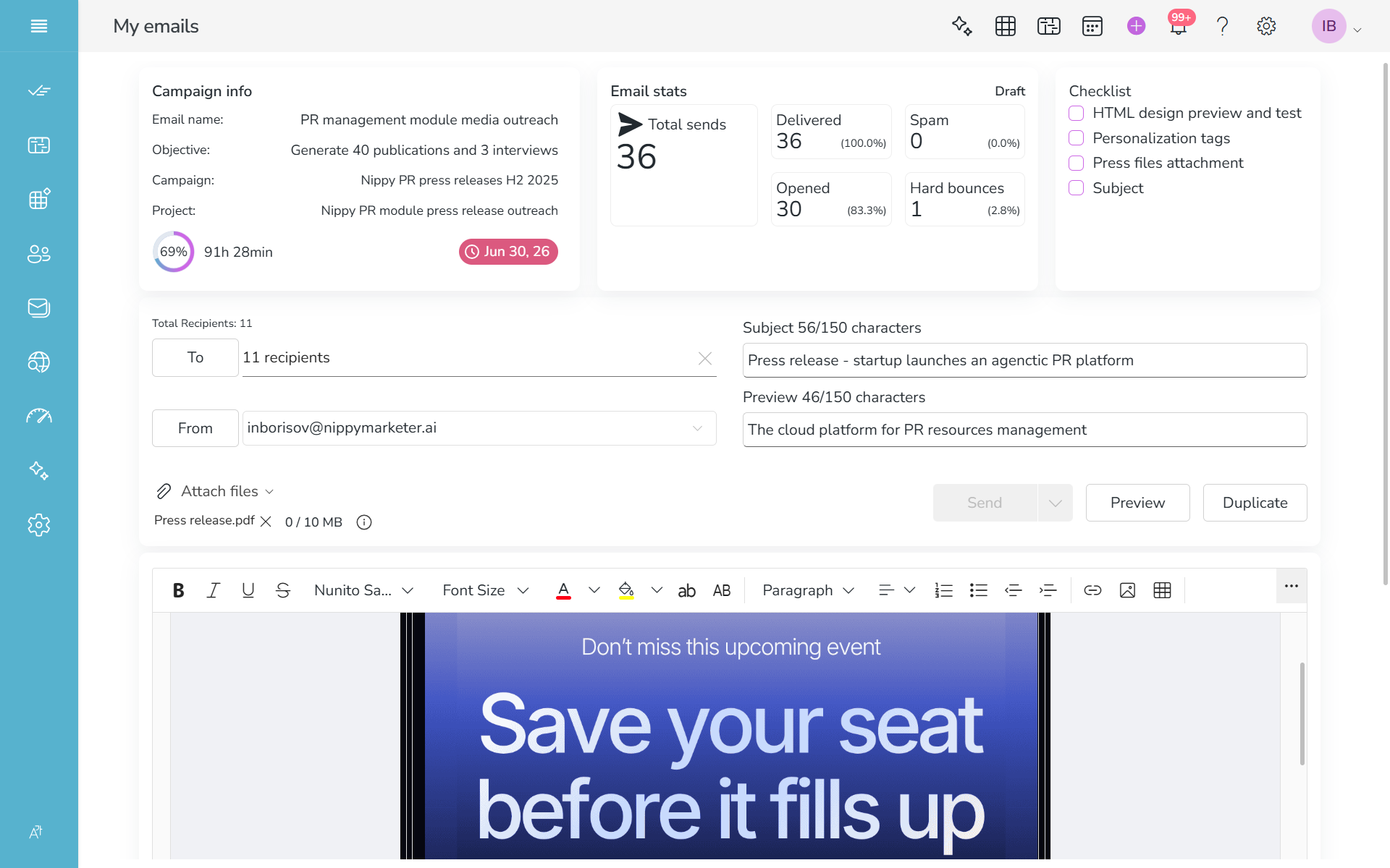 Nippy pr marketer email platform 20260720