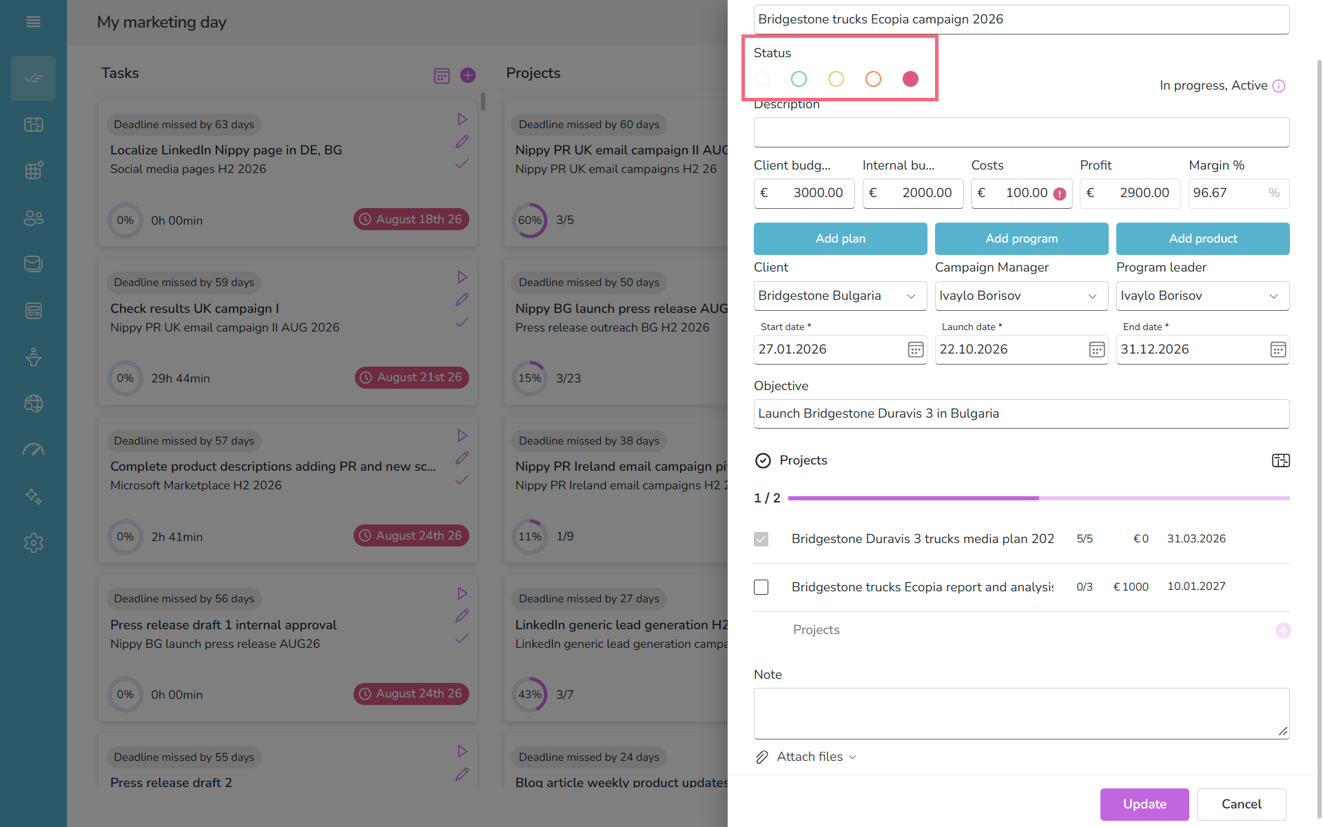 Cjange Campaign status in forms in Nippy pr marketer 20261019