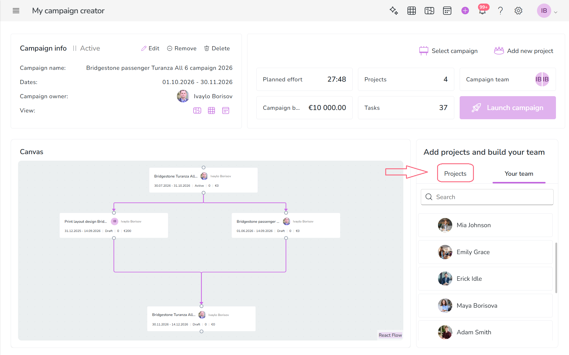 Add projects to campaign in Nippy campaign creator 20260618 Add projects to campaign in Nippy campaign creator 20260618