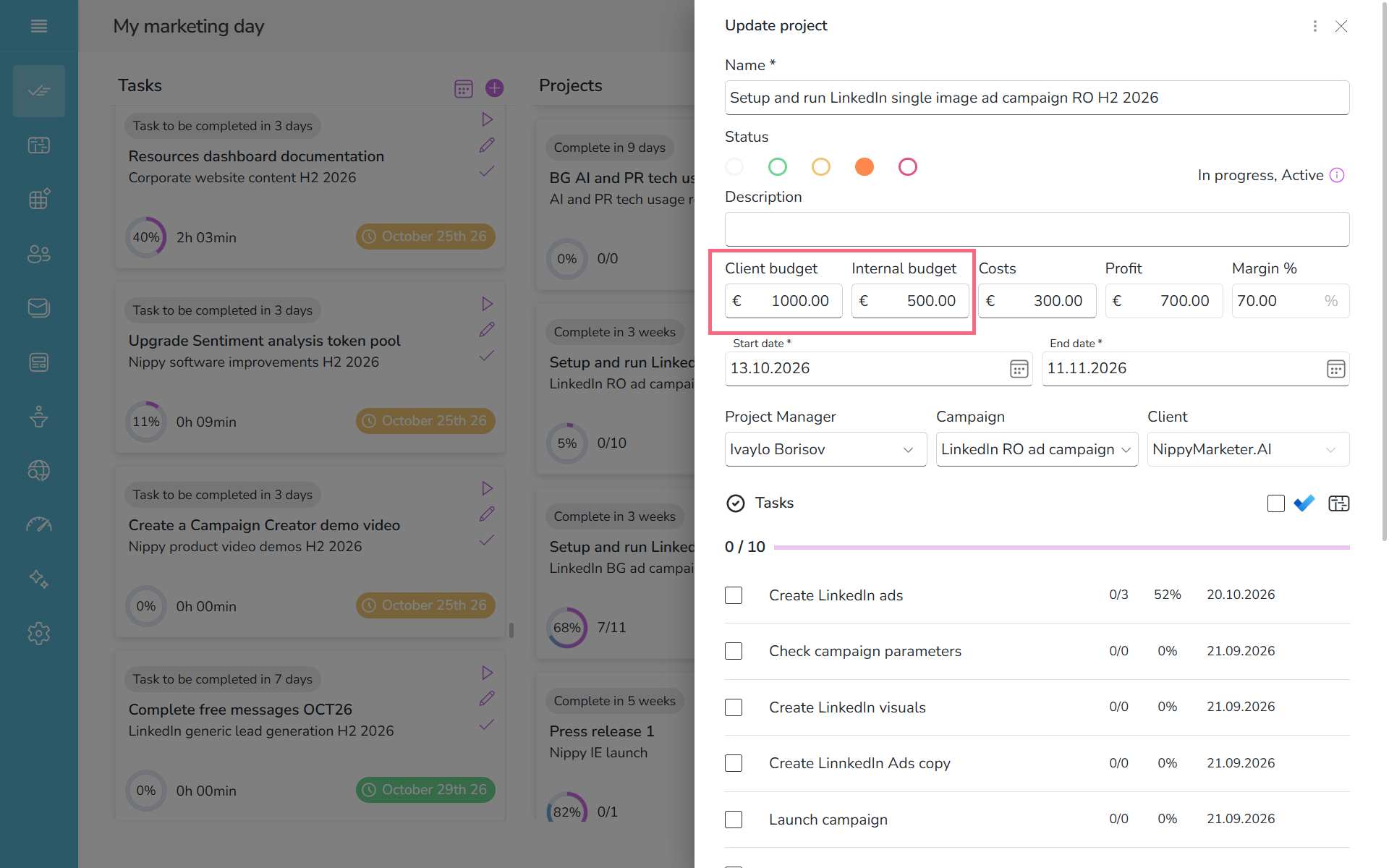 Set project budget in Nippy pr marketer form 20261021 Set project budget in Nippy pr marketer form 20261021